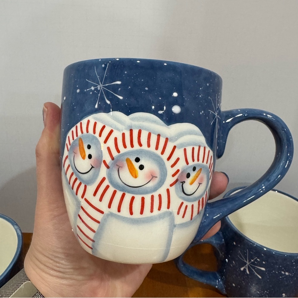Cottagecore vintage snowman mugs lot of 4 - Picture 4 of 4